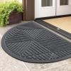 imageSmiry Half Circle Front Door Mat Outside Entrance Heavy Duty Sturdy Natural Rubber Doormat Trap Dirt and Moisture Low Profile Floor Mats for Indoor Outdoor Entry 295x17 Inch BlackGrey
