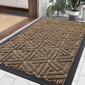imageSmiry Front Door Mat Outside Entrance Heavy Duty Natural Rubber Doormat Trap Dirt and Moisture Easy Clean Low Profile Patio Porch Welcome Floor Mats for Entry 295x17 Inch Navy BlueBrown