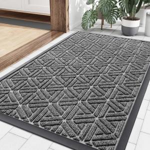 imageSmiry Front Door Mat Outside Entrance Heavy Duty Natural Rubber Doormat Trap Dirt and Moisture Easy Clean Low Profile Patio Porch Welcome Floor Mats for Entry 295x17 Inch Navy BlueSilver Grey