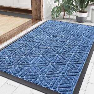 imageSmiry Front Door Mat Outside Entrance Heavy Duty Natural Rubber Doormat Trap Dirt and Moisture Easy Clean Low Profile Patio Porch Welcome Floor Mats for Entry 295x17 Inch Navy BlueBlue