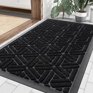imageSmiry Front Door Mat Outside Entrance Heavy Duty Natural Rubber Doormat Trap Dirt and Moisture Easy Clean Low Profile Patio Porch Welcome Floor Mats for Entry 295x17 Inch Navy BlueBlack