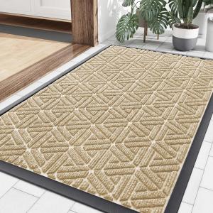 imageSmiry Front Door Mat Outside Entrance Heavy Duty Natural Rubber Doormat Trap Dirt and Moisture Easy Clean Low Profile Patio Porch Welcome Floor Mats for Entry 295x17 Inch Navy BlueBeige
