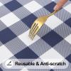 imageSmiry Rectangle Picnic Table Cloth Elastic Waterproof Fitted Vinyl Tablecloth for 6 FT Tables Flannel Backed Buffalo Plaid Table Covers for Dining Camping Outdoor Black and White 30quot x 72quotNavy and White