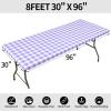 imageSmiry Rectangle Picnic Table Cloth Elastic Waterproof Fitted Vinyl Tablecloth for 6 FT Tables Flannel Backed Buffalo Plaid Table Covers for Dining Camping Outdoor Black and White 30quot x 72quotPurple and White