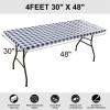 imageSmiry Rectangle Picnic Table Cloth Elastic Waterproof Fitted Vinyl Tablecloth for 6 FT Tables Flannel Backed Buffalo Plaid Table Covers for Dining Camping Outdoor Black and White 30quot x 72quotNavy and White