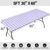 imageSmiry Rectangle Picnic Table Cloth Elastic Waterproof Fitted Vinyl Tablecloth for 6 FT Tables Flannel Backed Buffalo Plaid Table Covers for Dining Camping Outdoor Black and White 30quot x 72quotPurple and White