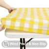 imageSmiry Rectangle Picnic Table Cloth Elastic Waterproof Fitted Vinyl Tablecloth for 6 FT Tables Flannel Backed Buffalo Plaid Table Covers for Dining Camping Outdoor Black and White 30quot x 72quotYellow and White