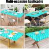 imageSmiry Rectangle Picnic Table Cover Waterproof Elastic Fitted Camping Tablecloths for 6 Foot Tables Wipeable Flannel Backed Vinyl Tablecloth Protector for Indoor Outdoor Coffee 30x72 InchesTeal