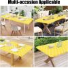 imageSmiry Rectangle Picnic Table Cover Waterproof Elastic Fitted Camping Tablecloths for 6 Foot Tables Wipeable Flannel Backed Vinyl Tablecloth Protector for Indoor Outdoor Coffee 30x72 InchesYellow