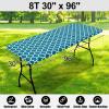 imageSmiry Rectangle Picnic Table Cover Waterproof Elastic Fitted Camping Tablecloths for 6 Foot Tables Wipeable Flannel Backed Vinyl Tablecloth Protector for Indoor Outdoor Coffee 30x72 InchesTurquoise