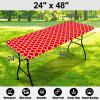 imageSmiry Rectangle Picnic Table Cover Waterproof Elastic Fitted Camping Tablecloths for 6 Foot Tables Wipeable Flannel Backed Vinyl Tablecloth Protector for Indoor Outdoor Coffee 30x72 InchesRed