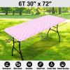 imageSmiry Rectangle Picnic Table Cover Waterproof Elastic Fitted Camping Tablecloths for 6 Foot Tables Wipeable Flannel Backed Vinyl Tablecloth Protector for Indoor Outdoor Coffee 30x72 InchesPink