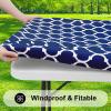 imageSmiry Rectangle Picnic Table Cover Waterproof Elastic Fitted Camping Tablecloths for 6 Foot Tables Wipeable Flannel Backed Vinyl Tablecloth Protector for Indoor Outdoor Coffee 30x72 InchesNavy