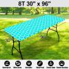 imageSmiry Rectangle Picnic Table Cover Waterproof Elastic Fitted Camping Tablecloths for 6 Foot Tables Wipeable Flannel Backed Vinyl Tablecloth Protector for Indoor Outdoor Coffee 30x72 InchesTeal