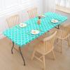 imageSmiry Rectangle Picnic Table Cover Waterproof Elastic Fitted Camping Tablecloths for 6 Foot Tables Wipeable Flannel Backed Vinyl Tablecloth Protector for Indoor Outdoor Coffee 30x72 InchesTeal