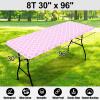 imageSmiry Rectangle Picnic Table Cover Waterproof Elastic Fitted Camping Tablecloths for 6 Foot Tables Wipeable Flannel Backed Vinyl Tablecloth Protector for Indoor Outdoor Coffee 30x72 InchesPink