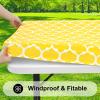 imageSmiry Rectangle Picnic Table Cover Waterproof Elastic Fitted Camping Tablecloths for 6 Foot Tables Wipeable Flannel Backed Vinyl Tablecloth Protector for Indoor Outdoor Coffee 30x72 InchesYellow