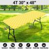 imageSmiry Rectangle Picnic Table Cover Waterproof Elastic Fitted Camping Tablecloths for 6 Foot Tables Wipeable Flannel Backed Vinyl Tablecloth Protector for Indoor Outdoor Coffee 30x72 InchesYellow