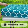 imageSmiry Rectangle Picnic Table Cover Waterproof Elastic Fitted Camping Tablecloths for 6 Foot Tables Wipeable Flannel Backed Vinyl Tablecloth Protector for Indoor Outdoor Coffee 30x72 InchesTurquoise