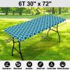 imageSmiry Rectangle Picnic Table Cover Waterproof Elastic Fitted Camping Tablecloths for 6 Foot Tables Wipeable Flannel Backed Vinyl Tablecloth Protector for Indoor Outdoor Coffee 30x72 InchesTurquoise