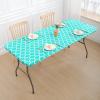imageSmiry Rectangle Picnic Table Cover Waterproof Elastic Fitted Camping Tablecloths for 6 Foot Tables Wipeable Flannel Backed Vinyl Tablecloth Protector for Indoor Outdoor Coffee 30x72 InchesTeal