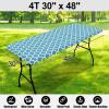 imageSmiry Rectangle Picnic Table Cover Waterproof Elastic Fitted Camping Tablecloths for 6 Foot Tables Wipeable Flannel Backed Vinyl Tablecloth Protector for Indoor Outdoor Coffee 30x72 InchesLight Blue