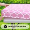 imageSmiry Rectangle Picnic Table Cover Waterproof Elastic Fitted Camping Tablecloths for 6 Foot Tables Wipeable Flannel Backed Vinyl Tablecloth Protector for Indoor Outdoor Coffee 30x72 InchesPink
