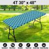 imageSmiry Rectangle Picnic Table Cover Waterproof Elastic Fitted Camping Tablecloths for 6 Foot Tables Wipeable Flannel Backed Vinyl Tablecloth Protector for Indoor Outdoor Coffee 30x72 InchesTurquoise