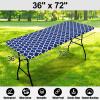 imageSmiry Rectangle Picnic Table Cover Waterproof Elastic Fitted Camping Tablecloths for 6 Foot Tables Wipeable Flannel Backed Vinyl Tablecloth Protector for Indoor Outdoor Coffee 30x72 InchesNavy