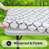 imageSmiry Rectangle Picnic Table Cover Waterproof Elastic Fitted Camping Tablecloths for 6 Foot Tables Wipeable Flannel Backed Vinyl Tablecloth Protector for Indoor Outdoor Coffee 30x72 InchesWhite