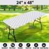 imageSmiry Rectangle Picnic Table Cover Waterproof Elastic Fitted Camping Tablecloths for 6 Foot Tables Wipeable Flannel Backed Vinyl Tablecloth Protector for Indoor Outdoor Coffee 30x72 InchesWhite