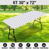 imageSmiry Rectangle Picnic Table Cover Waterproof Elastic Fitted Camping Tablecloths for 6 Foot Tables Wipeable Flannel Backed Vinyl Tablecloth Protector for Indoor Outdoor Coffee 30x72 InchesWhite