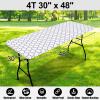 imageSmiry Rectangle Picnic Table Cover Waterproof Elastic Fitted Camping Tablecloths for 6 Foot Tables Wipeable Flannel Backed Vinyl Tablecloth Protector for Indoor Outdoor Coffee 30x72 InchesWhite