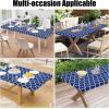 imageSmiry Rectangle Picnic Table Cover Waterproof Elastic Fitted Camping Tablecloths for 6 Foot Tables Wipeable Flannel Backed Vinyl Tablecloth Protector for Indoor Outdoor Coffee 30x72 InchesNavy