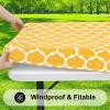 imageSmiry Rectangle Picnic Table Cover Waterproof Elastic Fitted Camping Tablecloths for 6 Foot Tables Wipeable Flannel Backed Vinyl Tablecloth Protector for Indoor Outdoor Coffee 30x72 InchesMustard Yellow