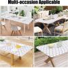 imageSmiry Rectangle Picnic Table Cover Waterproof Elastic Fitted Camping Tablecloths for 6 Foot Tables Wipeable Flannel Backed Vinyl Tablecloth Protector for Indoor Outdoor Coffee 30x72 InchesWhite
