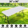 imageSmiry Rectangle Picnic Table Cover Waterproof Elastic Fitted Camping Tablecloths for 6 Foot Tables Wipeable Flannel Backed Vinyl Tablecloth Protector for Indoor Outdoor Coffee 30x72 InchesWhite