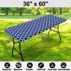 imageSmiry Rectangle Picnic Table Cover Waterproof Elastic Fitted Camping Tablecloths for 6 Foot Tables Wipeable Flannel Backed Vinyl Tablecloth Protector for Indoor Outdoor Coffee 30x72 InchesNavy