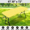 imageSmiry Rectangle Picnic Table Cover Waterproof Elastic Fitted Camping Tablecloths for 6 Foot Tables Wipeable Flannel Backed Vinyl Tablecloth Protector for Indoor Outdoor Coffee 30x72 InchesYellow