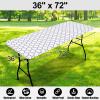 imageSmiry Rectangle Picnic Table Cover Waterproof Elastic Fitted Camping Tablecloths for 6 Foot Tables Wipeable Flannel Backed Vinyl Tablecloth Protector for Indoor Outdoor Coffee 30x72 InchesWhite