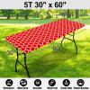 imageSmiry Rectangle Picnic Table Cover Waterproof Elastic Fitted Camping Tablecloths for 6 Foot Tables Wipeable Flannel Backed Vinyl Tablecloth Protector for Indoor Outdoor Coffee 30x72 InchesRed