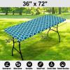 imageSmiry Rectangle Picnic Table Cover Waterproof Elastic Fitted Camping Tablecloths for 6 Foot Tables Wipeable Flannel Backed Vinyl Tablecloth Protector for Indoor Outdoor Coffee 30x72 InchesTurquoise