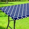 imageSmiry Rectangle Picnic Table Cover Waterproof Elastic Fitted Camping Tablecloths for 6 Foot Tables Wipeable Flannel Backed Vinyl Tablecloth Protector for Indoor Outdoor Coffee 30x72 InchesNavy