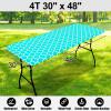 imageSmiry Rectangle Picnic Table Cover Waterproof Elastic Fitted Camping Tablecloths for 6 Foot Tables Wipeable Flannel Backed Vinyl Tablecloth Protector for Indoor Outdoor Coffee 30x72 InchesTeal