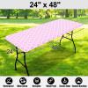 imageSmiry Rectangle Picnic Table Cover Waterproof Elastic Fitted Camping Tablecloths for 6 Foot Tables Wipeable Flannel Backed Vinyl Tablecloth Protector for Indoor Outdoor Coffee 30x72 InchesPink