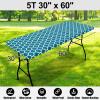 imageSmiry Rectangle Picnic Table Cover Waterproof Elastic Fitted Camping Tablecloths for 6 Foot Tables Wipeable Flannel Backed Vinyl Tablecloth Protector for Indoor Outdoor Coffee 30x72 InchesTurquoise