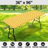 imageSmiry Rectangle Picnic Table Cover Waterproof Elastic Fitted Camping Tablecloths for 6 Foot Tables Wipeable Flannel Backed Vinyl Tablecloth Protector for Indoor Outdoor Coffee 30x72 InchesYellow