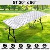 imageSmiry Rectangle Picnic Table Cover Waterproof Elastic Fitted Camping Tablecloths for 6 Foot Tables Wipeable Flannel Backed Vinyl Tablecloth Protector for Indoor Outdoor Coffee 30x72 InchesWhite