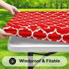 imageSmiry Rectangle Picnic Table Cover Waterproof Elastic Fitted Camping Tablecloths for 6 Foot Tables Wipeable Flannel Backed Vinyl Tablecloth Protector for Indoor Outdoor Coffee 30x72 InchesRed