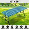 imageSmiry Rectangle Picnic Table Cover Waterproof Elastic Fitted Camping Tablecloths for 6 Foot Tables Wipeable Flannel Backed Vinyl Tablecloth Protector for Indoor Outdoor Coffee 30x72 InchesTurquoise